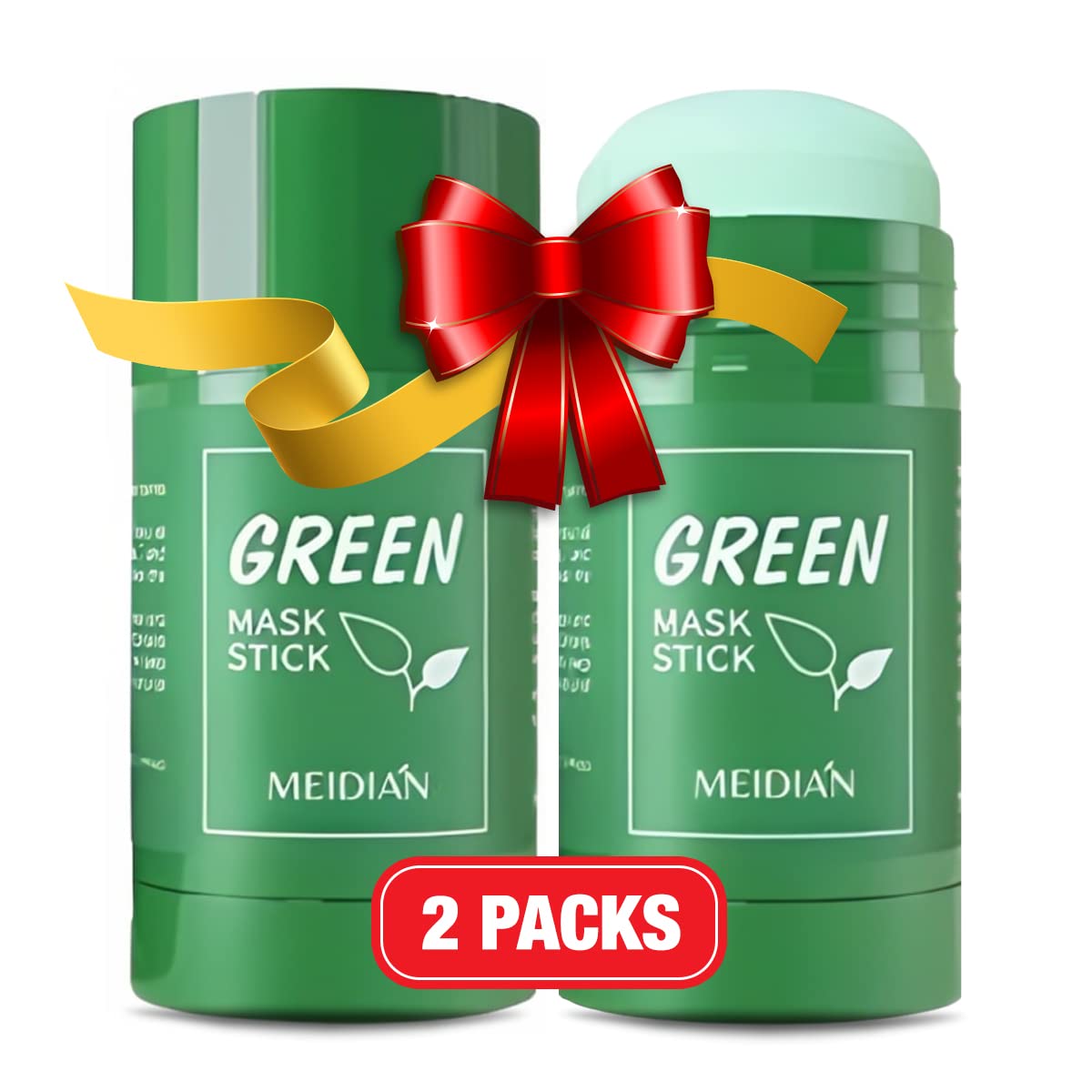 2 Pack Green Tea Mask Stick for Face, Blackhead Remover with Green Tea Extract, Deep Cleanse, Purifying and Whitening Face Mask, For Women and Men